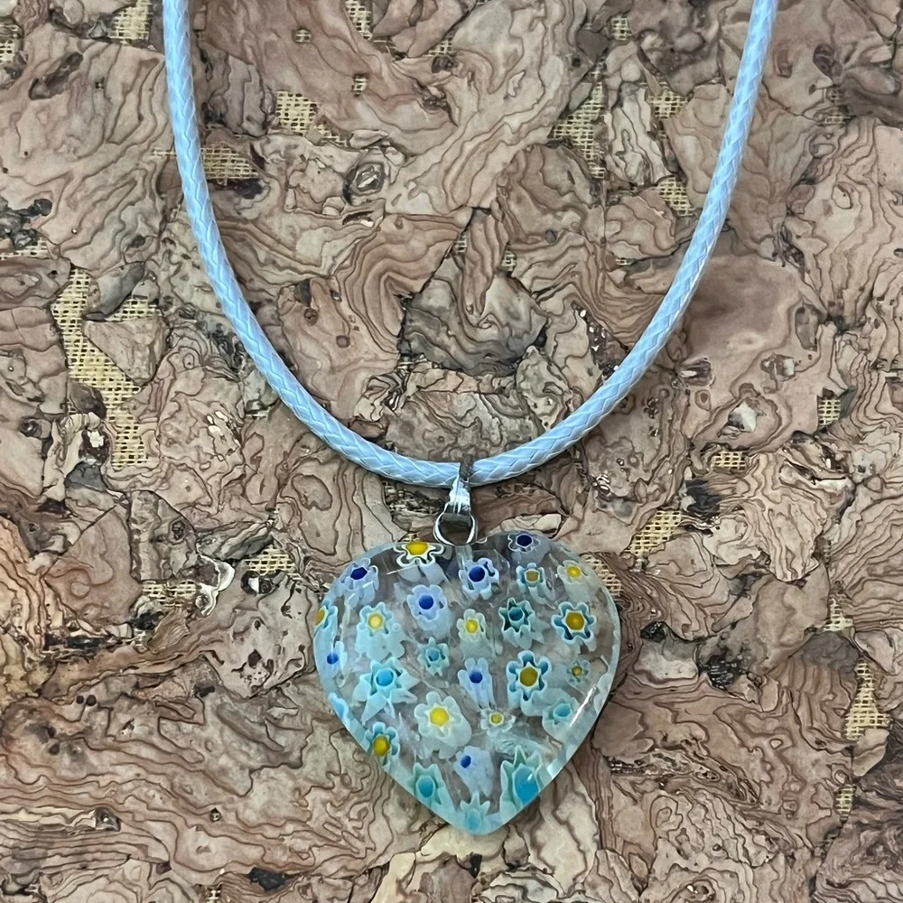 Artisan Hand Blown Heart Glass Pendant